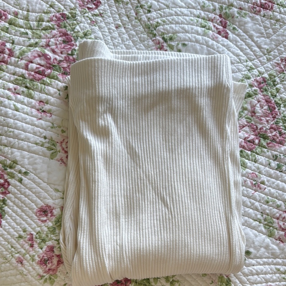 White Flared Coverup Ribbed Pants - Picture 3 of 3
